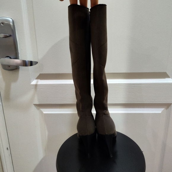 PRADA Logo Jacquard Calzature Donna Boots Women's Sz EU 37.5 US 7 Dark Brown - Picture 6 of 9